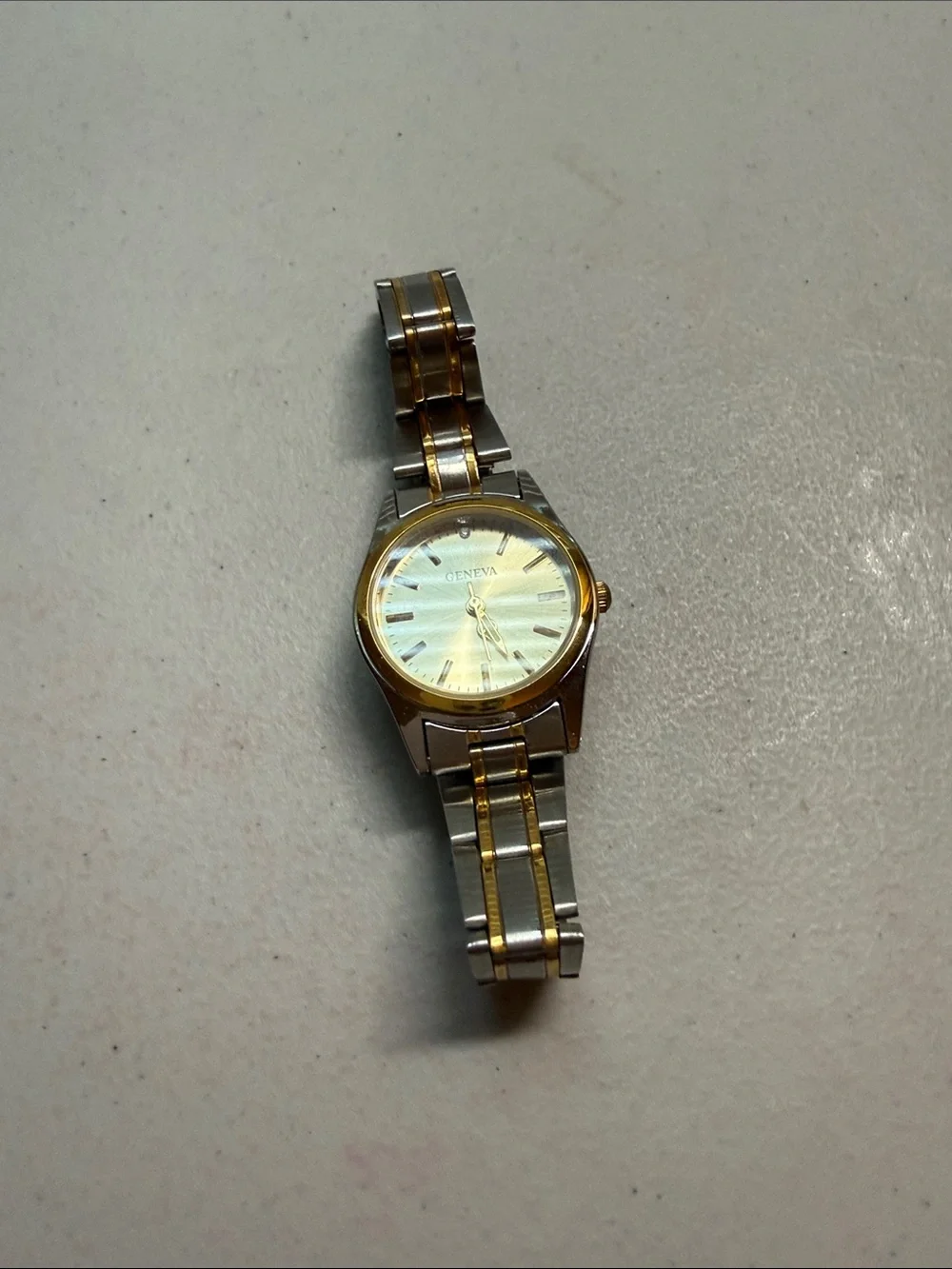 Geneva Two-Tone Silver and Gold Men's Bracelet Watch